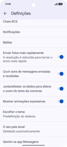 Prima Gemini na app Mensagens.