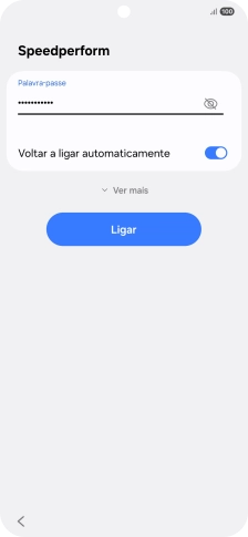 Introduza a password da rede Wi-Fi e prima Ligar.