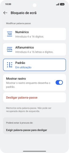 Prima Desligar palavra-passe.