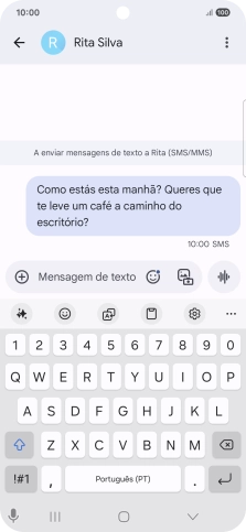 Comece uma conversa e prima o ícone de AI.