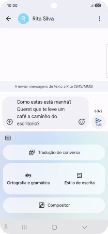 Para encontrar eventuais falhas ortográficas ou gramaticais no seu texto, prima em Ortografia e gramática e siga as indicações no ecrã, para utilizar a função.