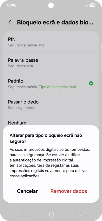 Prima Remover dados.