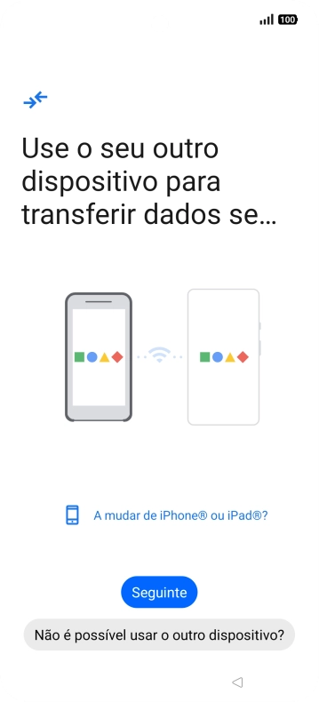 Siga as indicações no ecrã para transferir conteúdo de outro telefone.