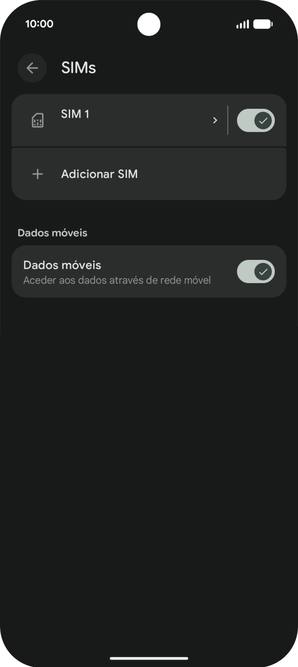 Prima o nome do cartão SIM.