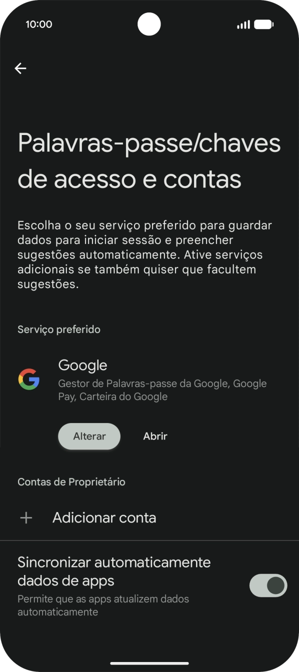 Prima Adicionar conta.
