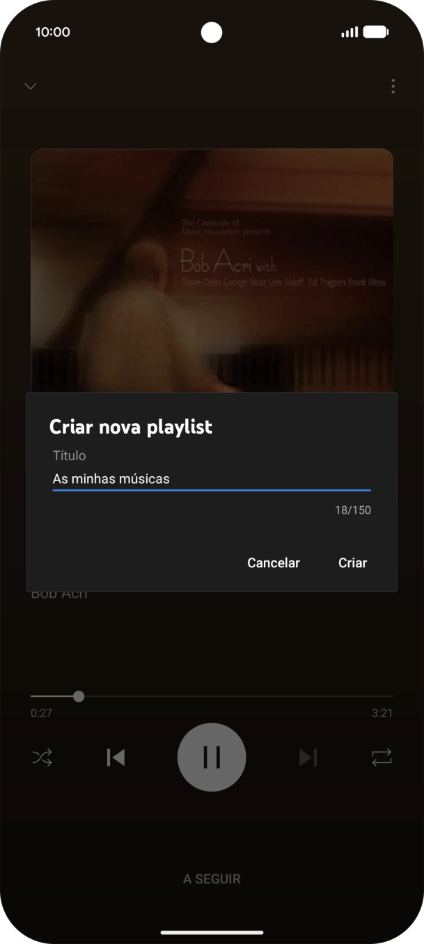 Introduza o nome pretendido para a lista de reprodução e prima Criar.