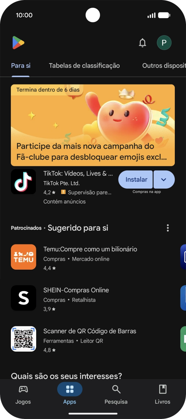 Prima o ícone de perfil.