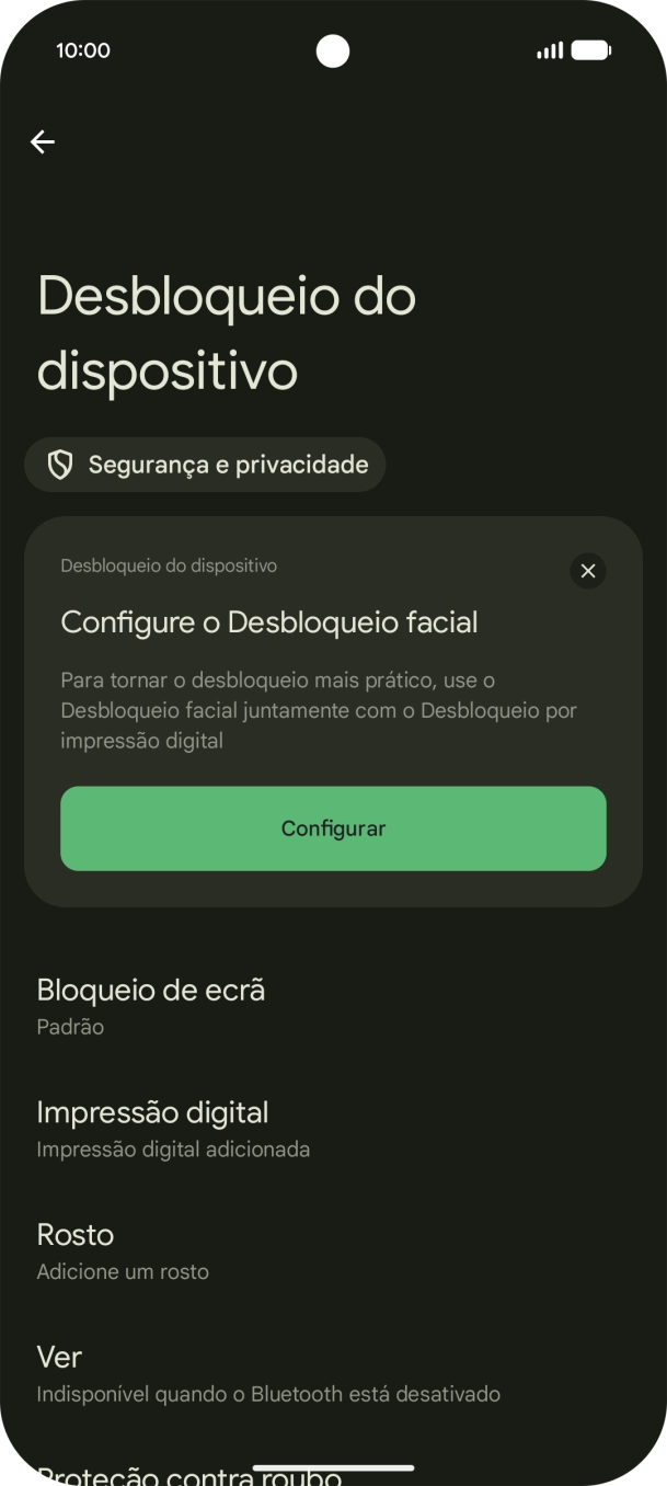 Prima Bloqueio de ecrã e introduza o código adicional de bloqueio do telefone que criou anteriormente.