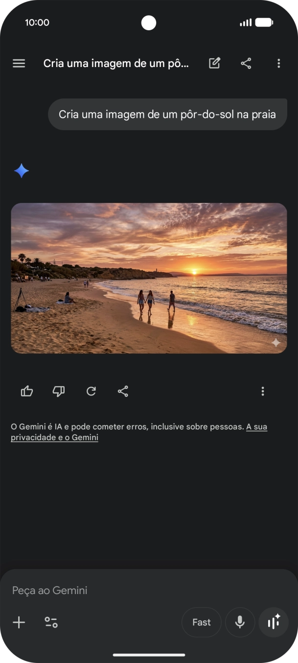 Também é possível solicitar à Gemini que gere uma imagem baseada na sua descrição.