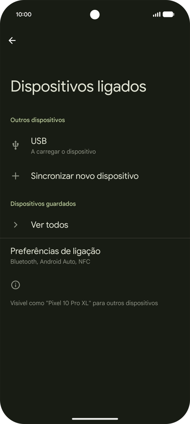 Prima Sincronizar novo dispositivo.