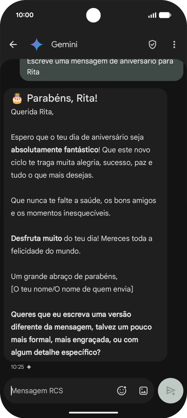 As sugestões de texto da Gemini são agora mostradas no ecrã.