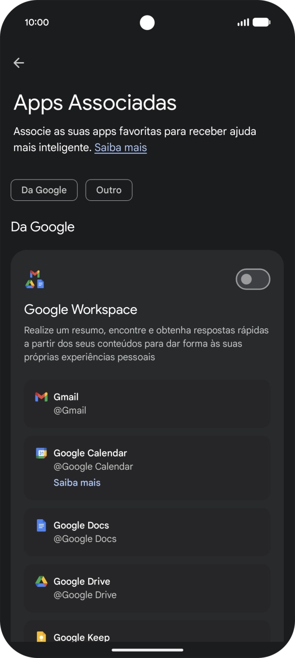 Prima o indicador junto à extensão pretendida para ativar a função.