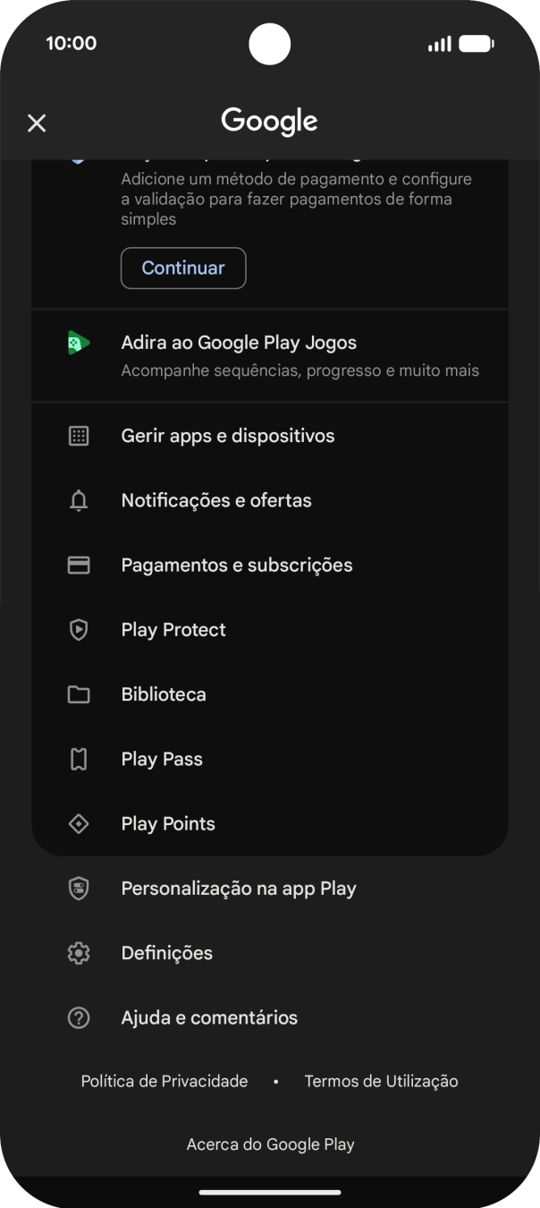 Prima Gerir apps e dispositivos.