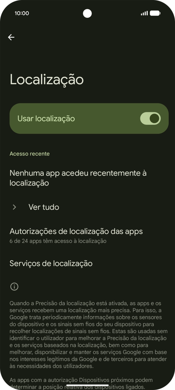 Prima Autorizações de localização das apps.