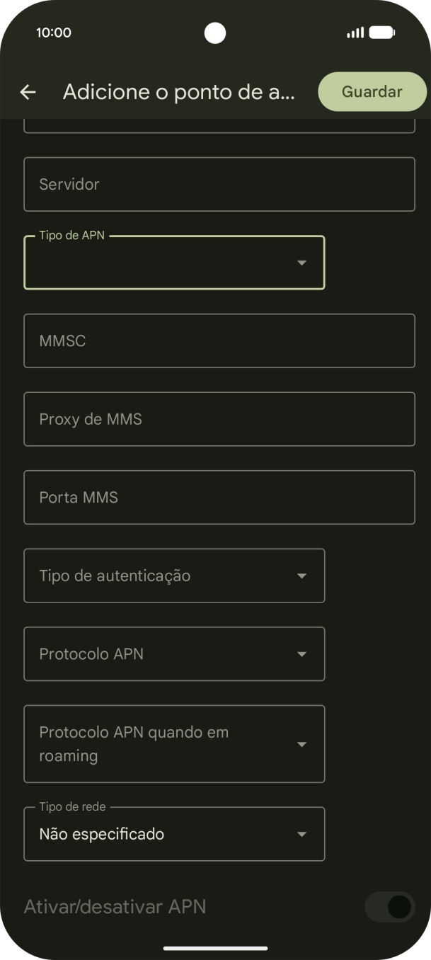 Prima a lista suspensa junto a 