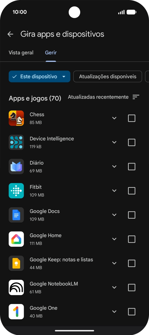 Prima a app pretendida.