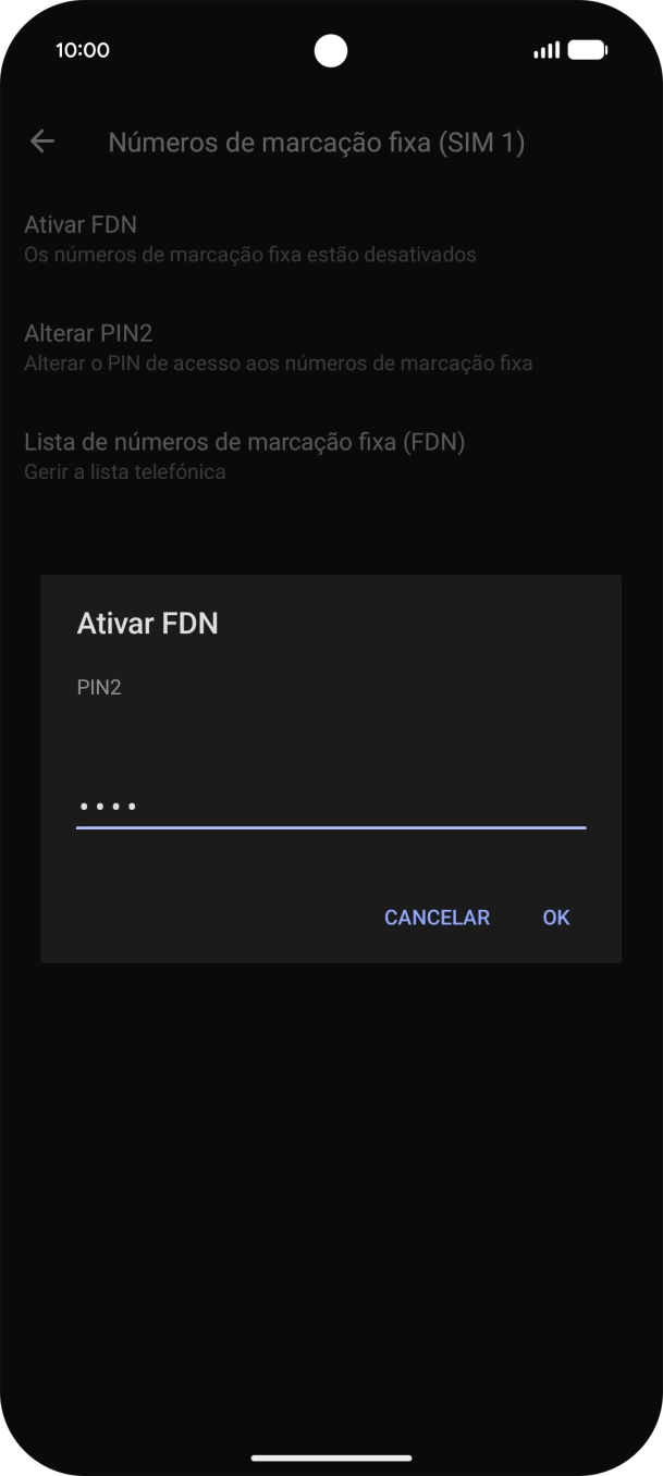 Introduza o código PIN2 e prima OK.