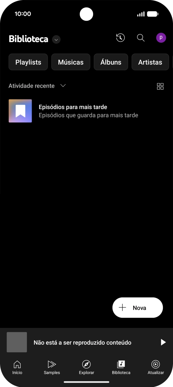 Prima a lista suspensa.