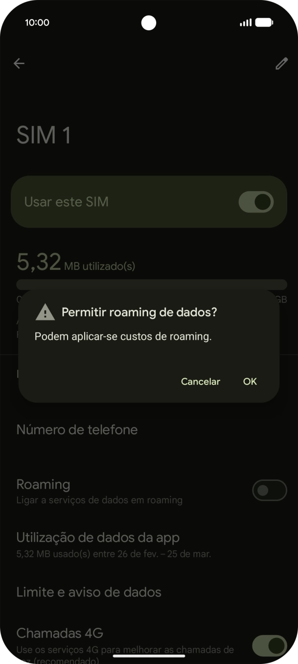Se ativar a função, prima OK.