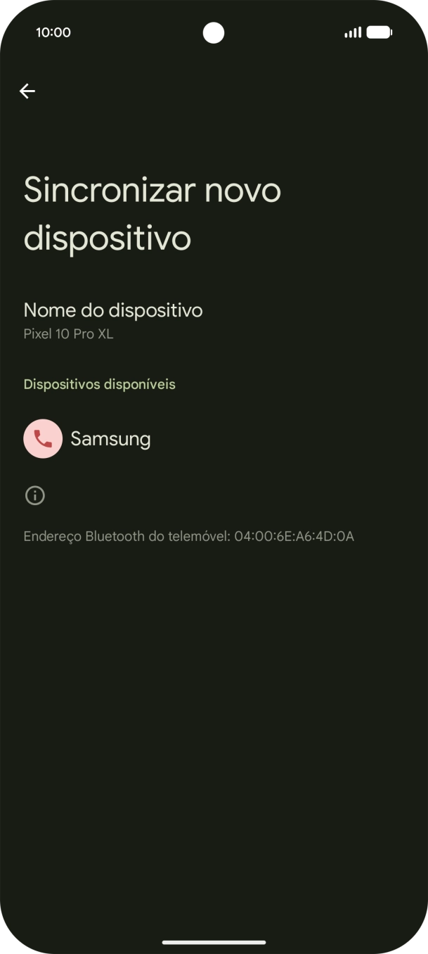 Prima o dispositivo Bluetooth pretendido e siga as indicações no ecrã para emparelhar o dispositivo pretendido com o telefone.