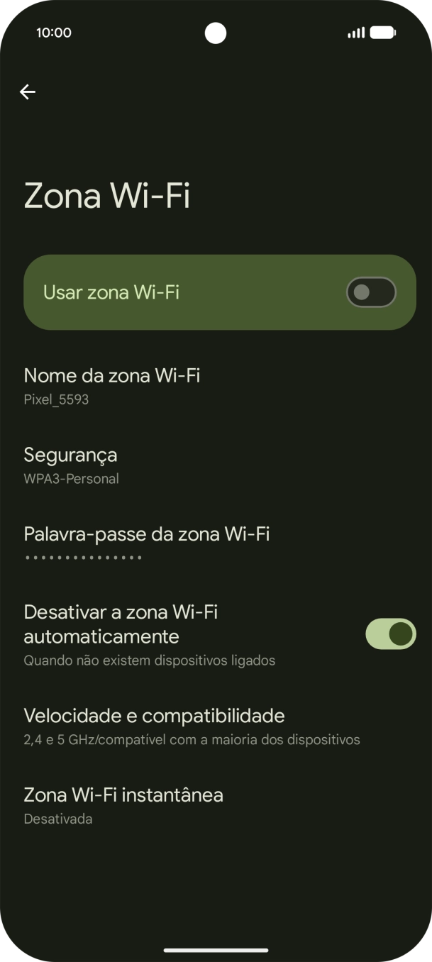 Prima Palavra-passe da zona Wi-Fi e introduza a password pretendida.