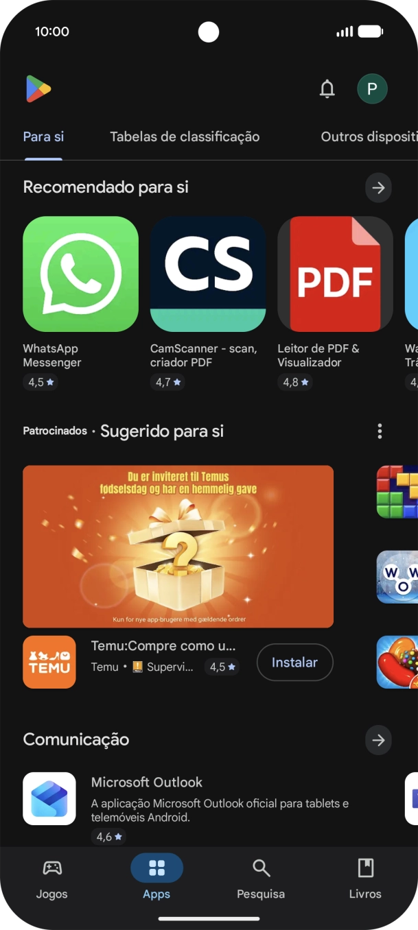 Prima o ícone de perfil.