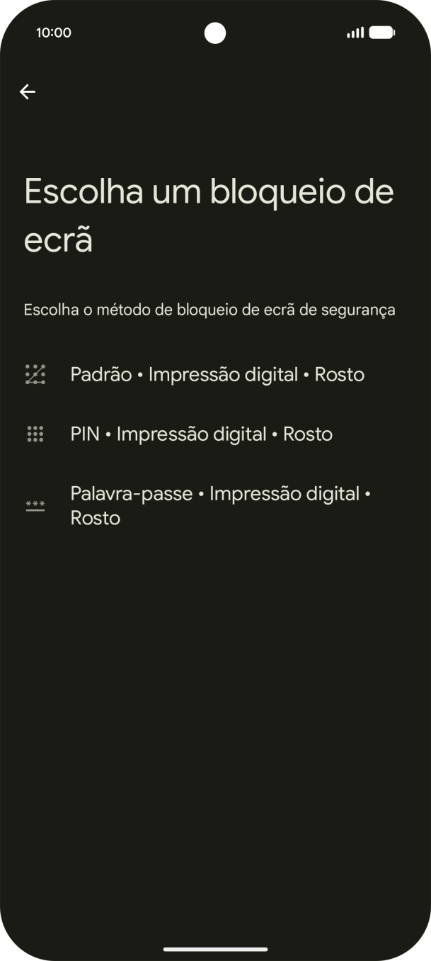 Prima o código de bloqueio do telefone pretendido e siga as indicações no ecrã para estabelecer um código de bloqueio adicional.