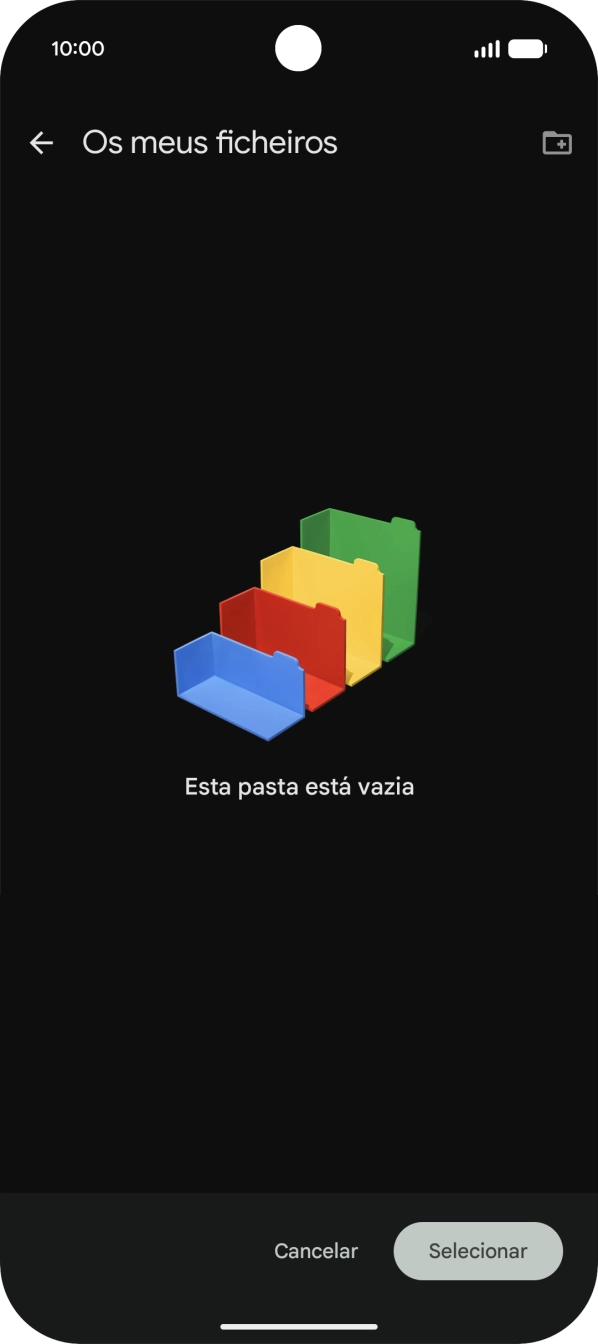 Se quiser criar uma nova pasta, prima o ícone de nova pasta e siga as indicações no ecrã para criar uma nova pasta.