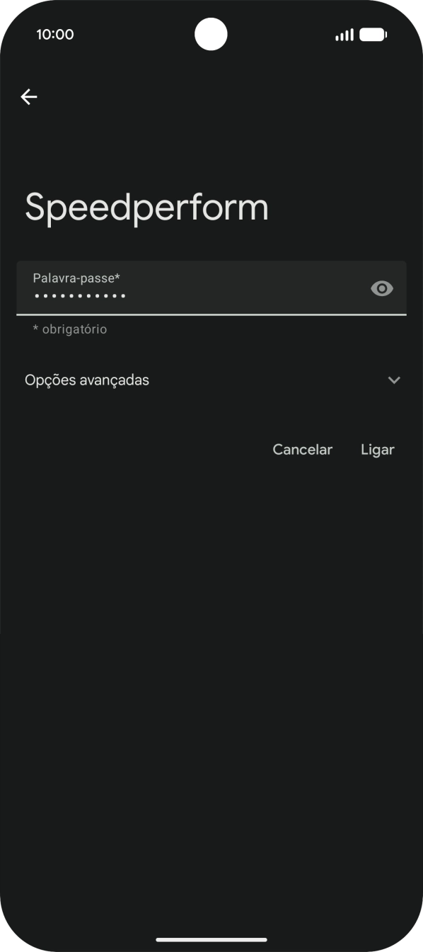 Introduza a password da rede Wi-Fi e prima Ligar.