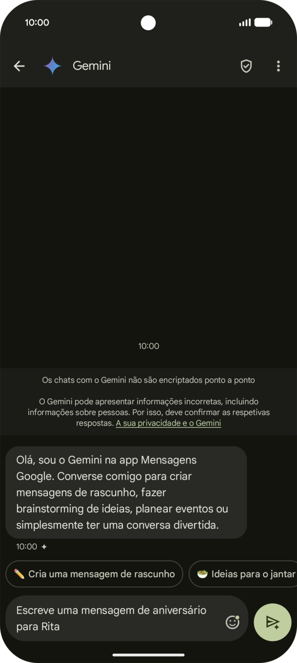 Escreva ou diga com as suas palavras qual o assunto que pretende usar.