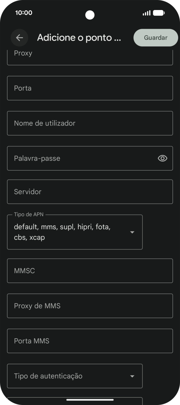 Prima Porta MMS e insira 80.