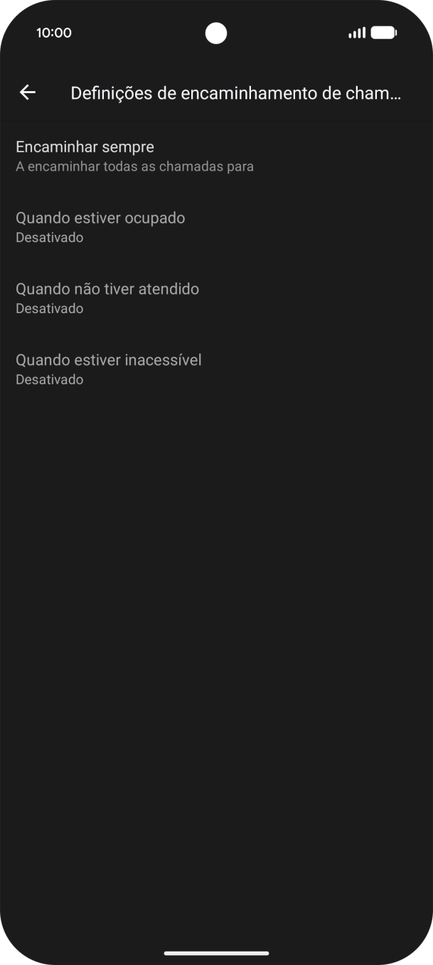 Prima o tipo de desvio pretendido.