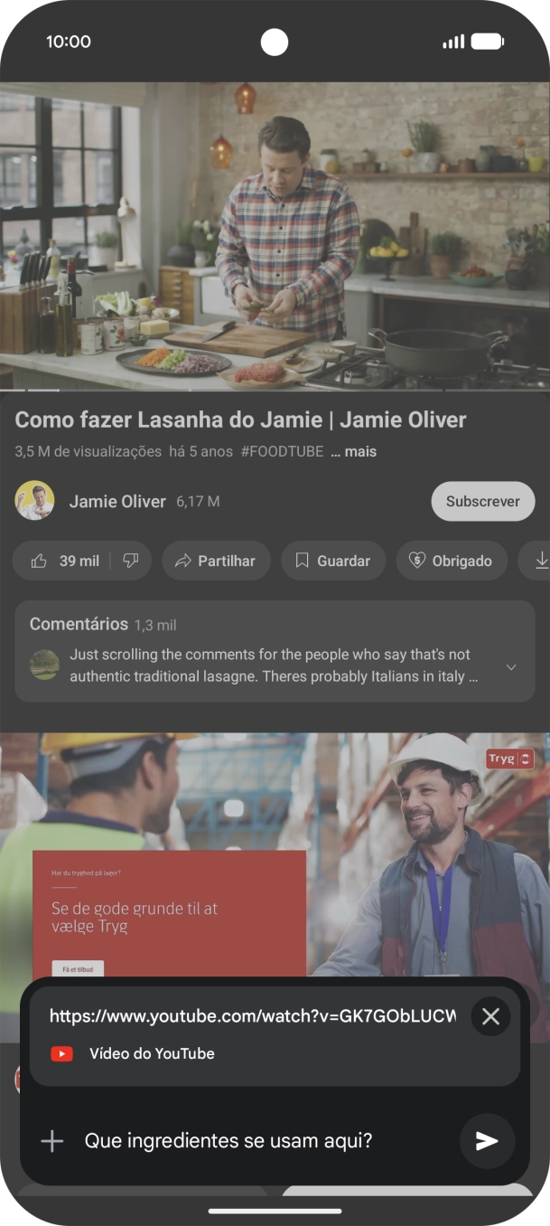 Siga as indicações no ecrã para escrever ou ditar a pergunta pretendida para o vídeo.
