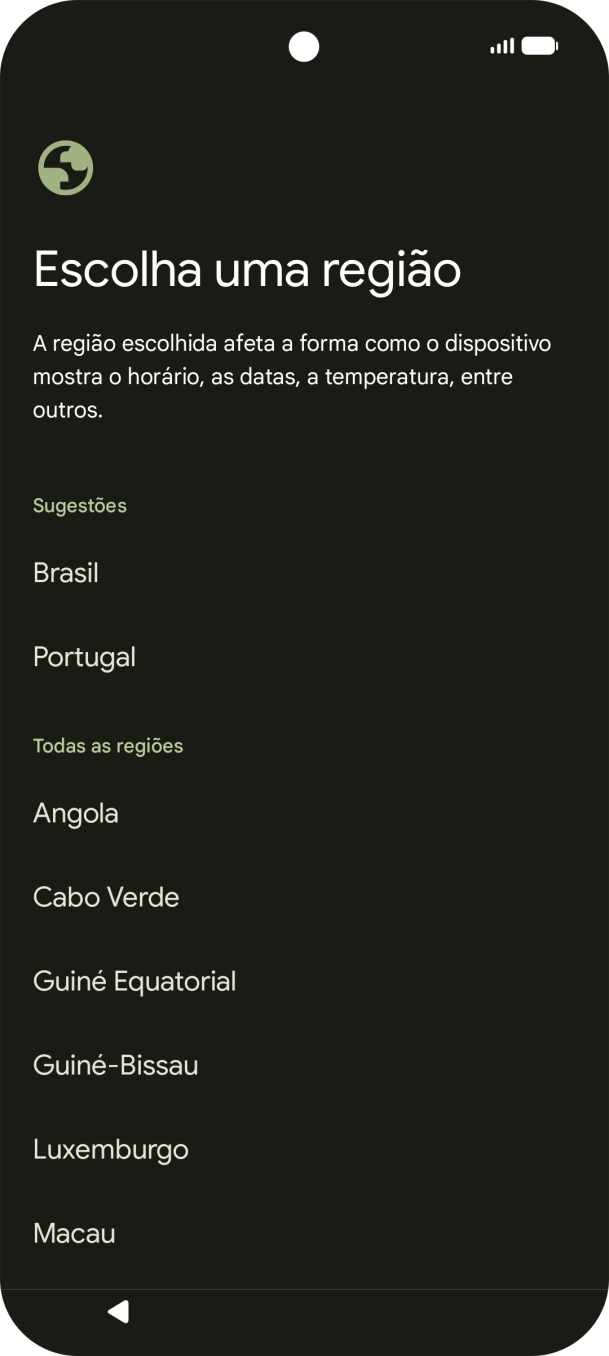 Prima a área ou país pretendido.