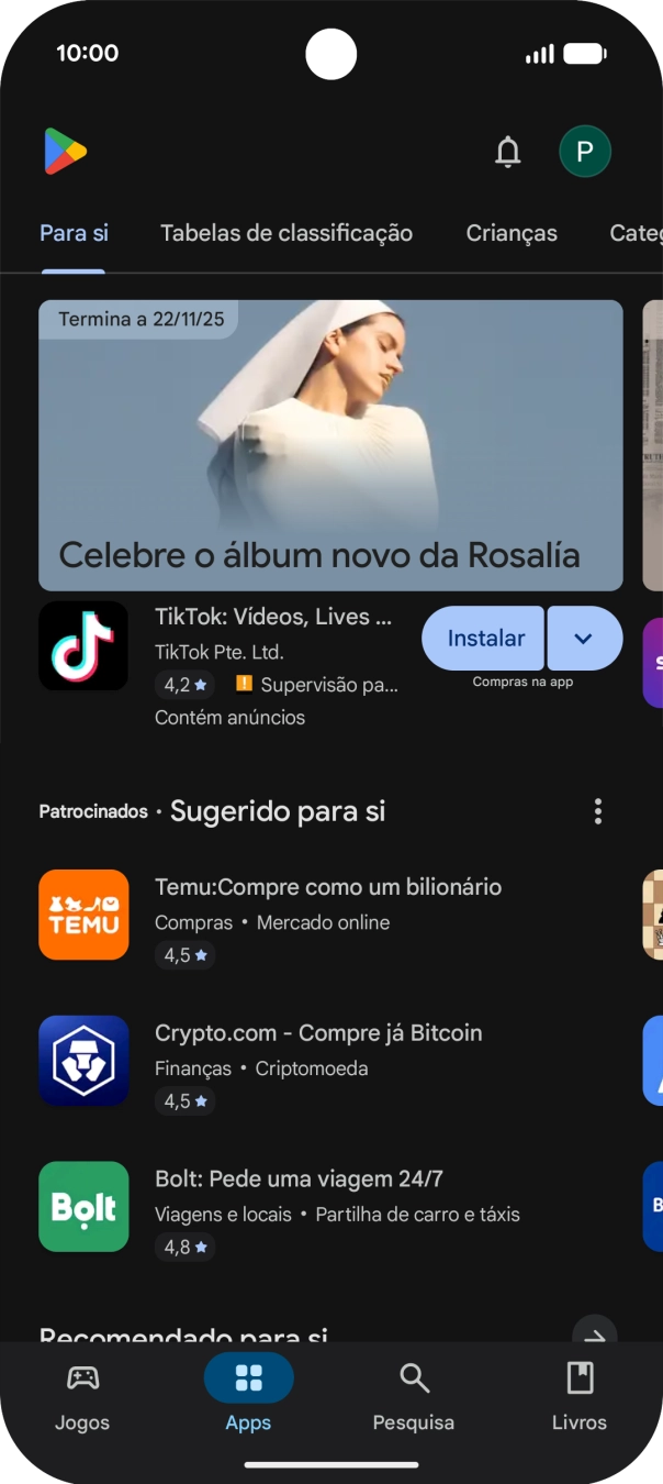 Prima o ícone de perfil.