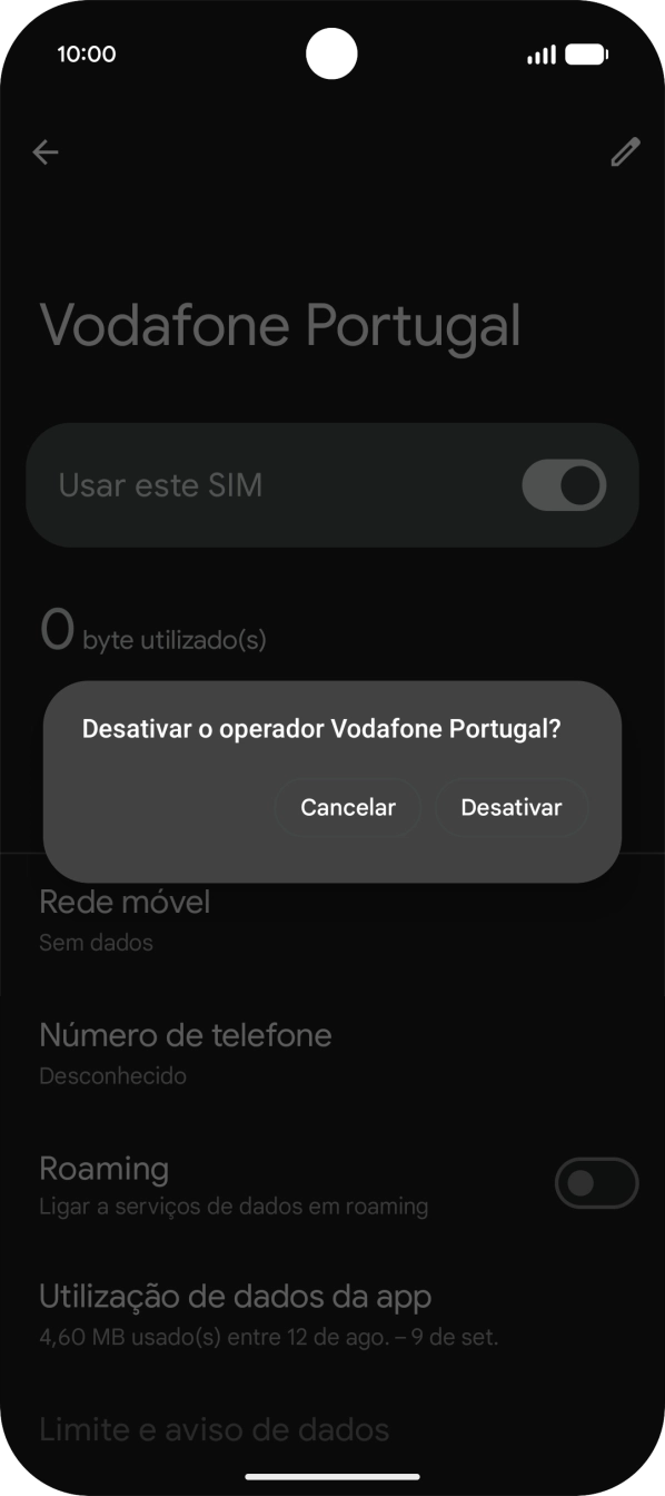 Se desativar a utilização do plano, deve premir Desativar.