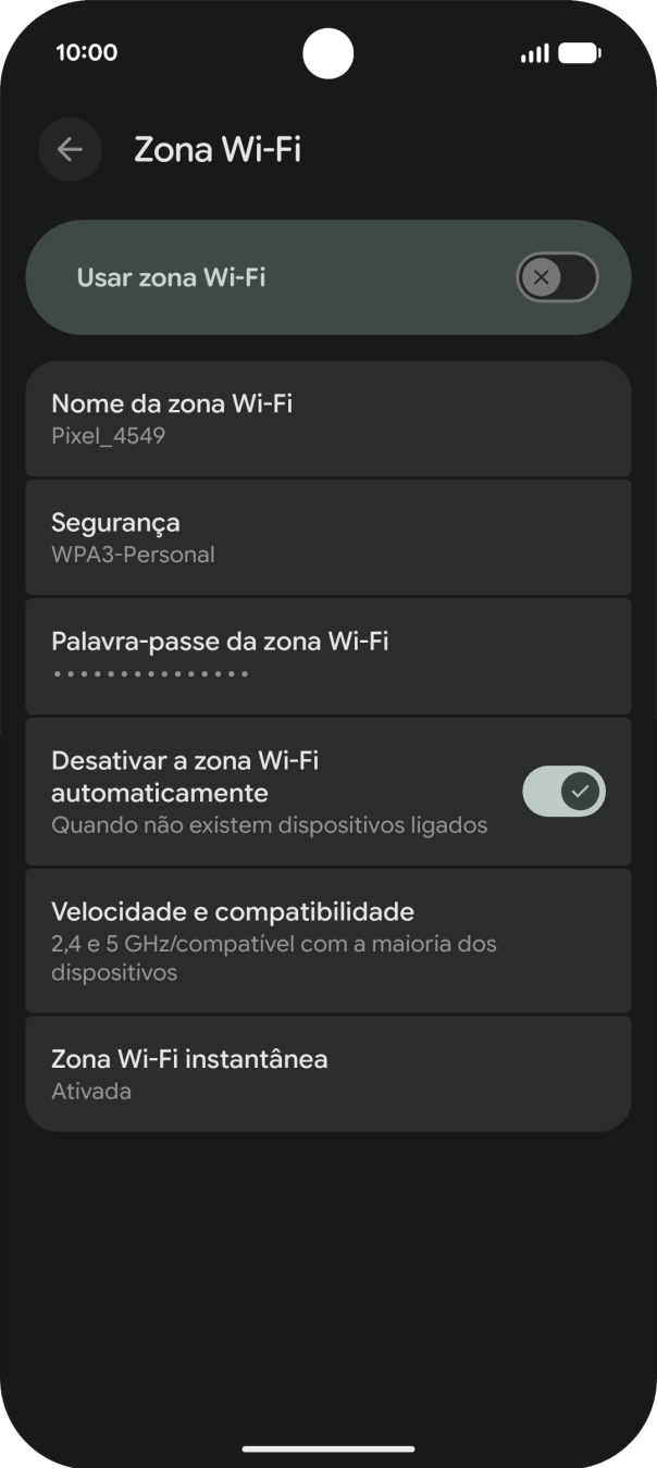 Prima Palavra-passe da zona Wi-Fi e introduza a password pretendida.