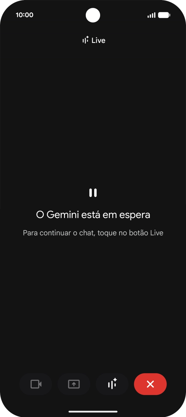 Para reiniciar a conversa, prima o ícone para retomar.