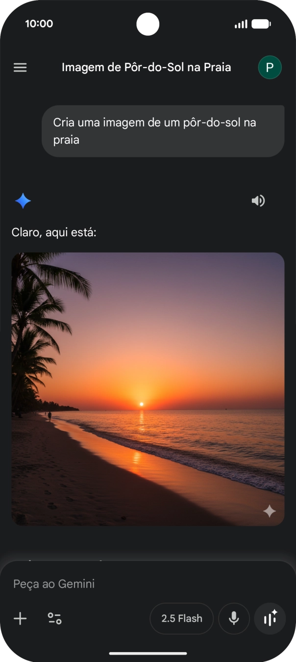 Também é possível solicitar à Gemini que gere uma imagem baseada na sua descrição.