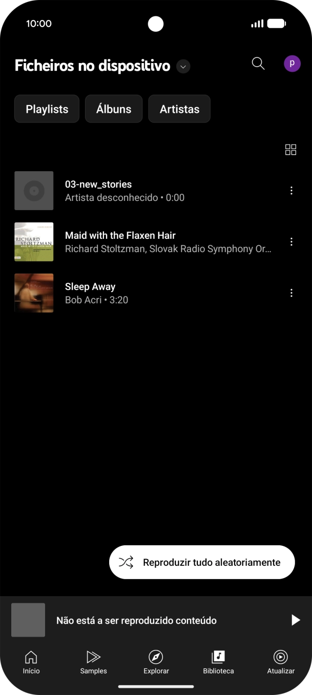 Prima o ficheiro de música pretendido.