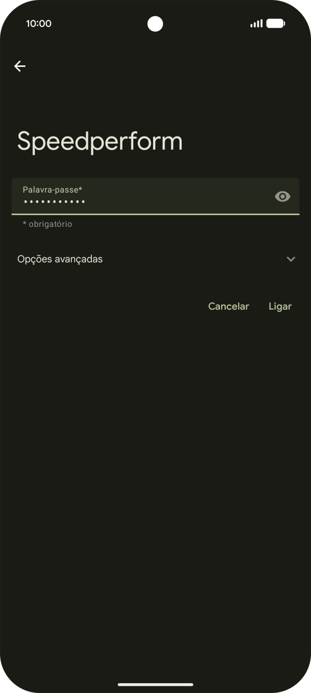 Introduza a password da rede Wi-Fi e prima Ligar.