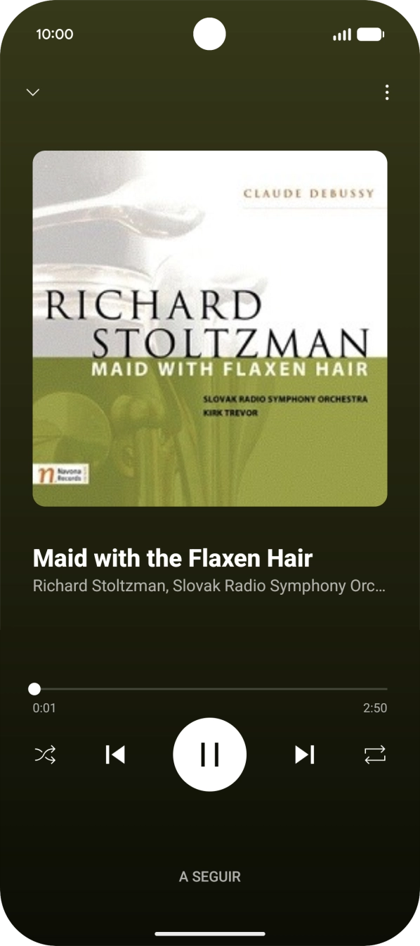 Prima a seta para a direita para ir para o ficheiro de música seguinte.