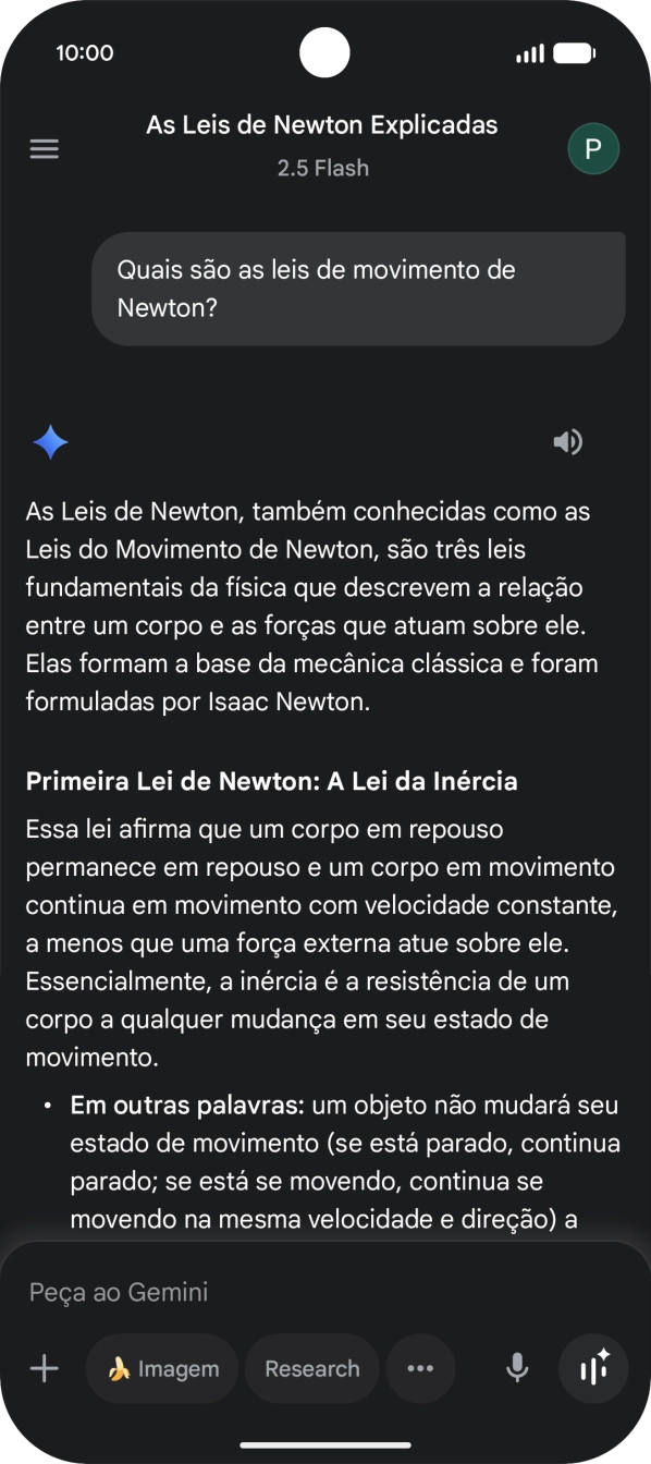 A transcrição da conversa com a Gemini Live é agora mostrada no ecrã.