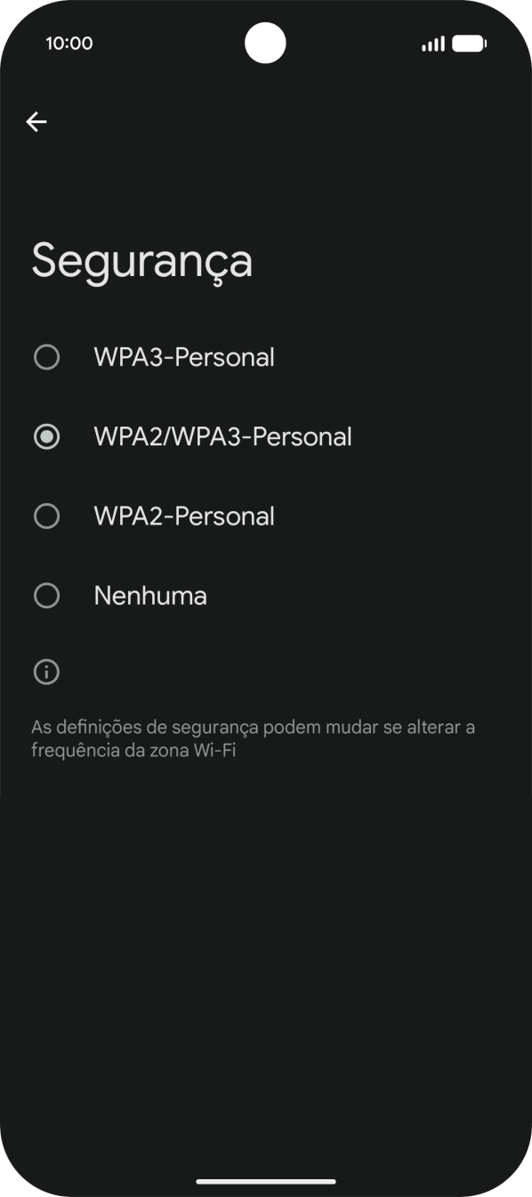 Prima WPA3-Personal para proteger o hotspot Wi-Fi com uma password.
