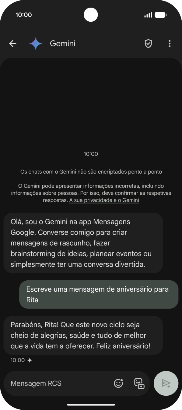 As sugestões de texto da Gemini são agora mostradas no ecrã.
