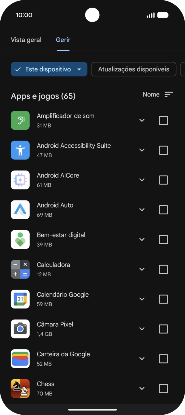 Prima a app pretendida.