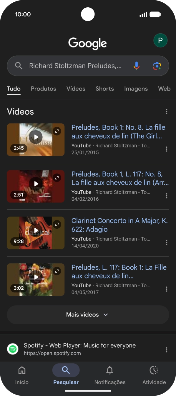 Siga as indicações no ecrã  para utilizar os resultados da pesquisa.