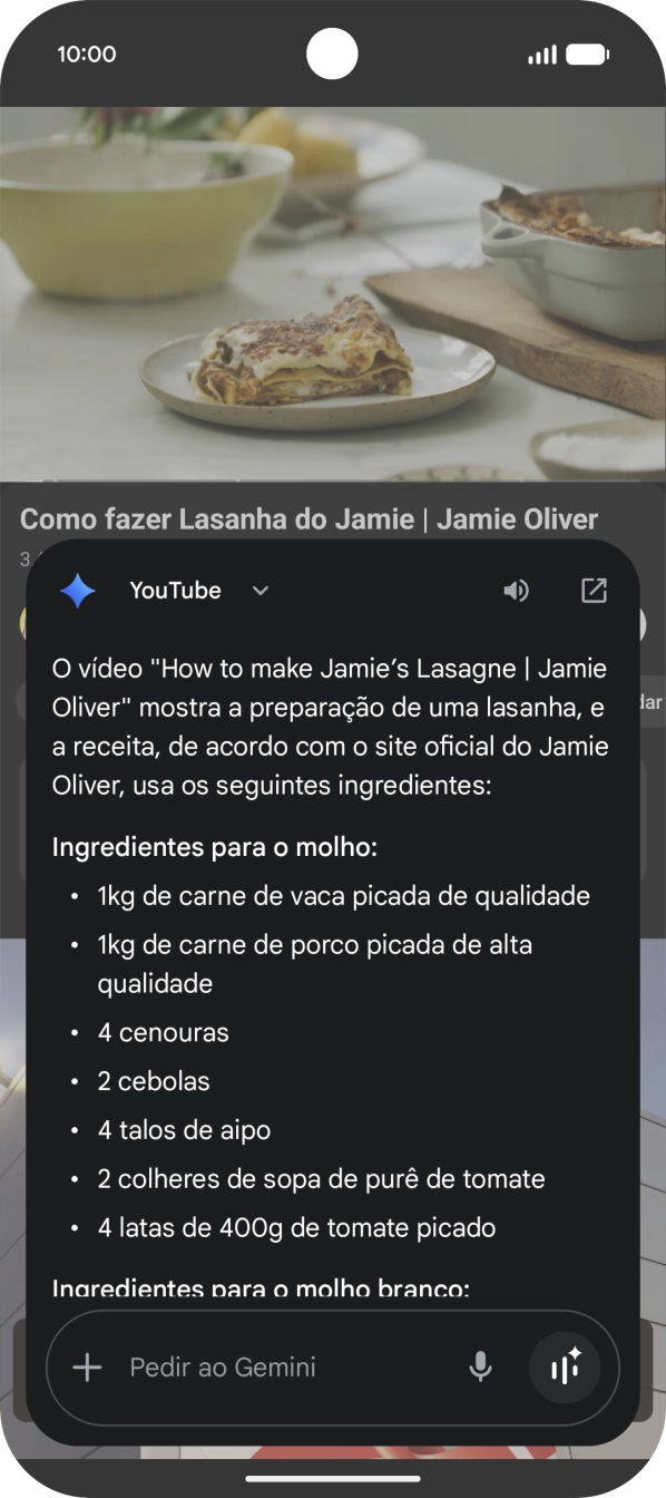 A resposta da Gemini à sua pergunta é agora mostrada no ecrã.