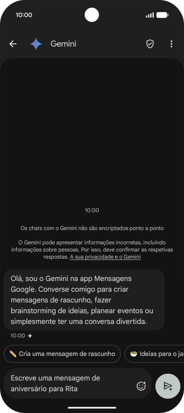 Escreva ou diga com as suas palavras qual o assunto que pretende usar.