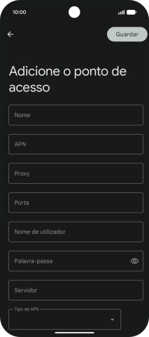 Prima Nome e insira Vodafone Internet.